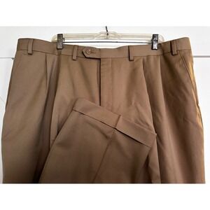 Vintage Ralph Ralph Lauren Mens Pleated Wool Dress Pants Cuffed‎ Tan Size 42x30